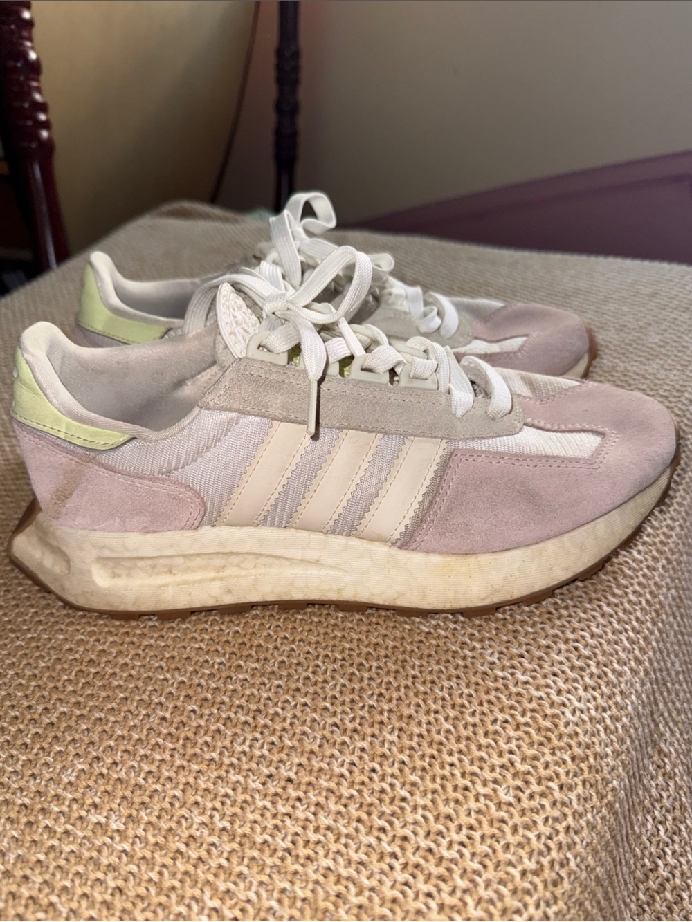 adidas Women's Pale Pink Suede & Mesh Sneakers with Cream Accents